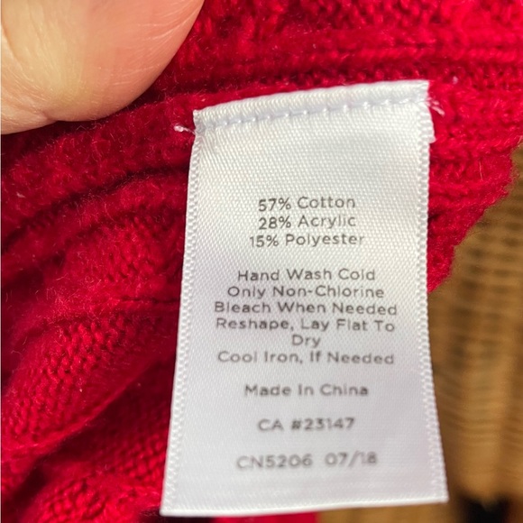 Talbots Red Cable Knit Women’s Sweater Crew Neck Size Large Cotton Blend - Picture 9 of 11